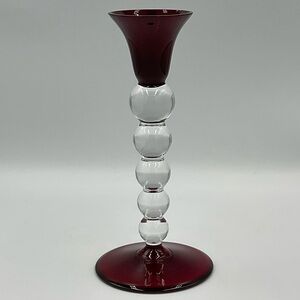 Vintage Mikasa Cranberry Glass Candle Holder